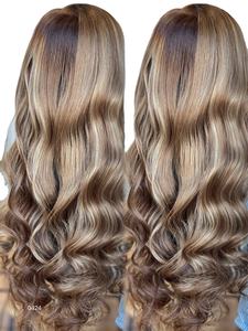 Timide Nouveau Desgin Balayage Highlight Perruques Sans Colle HD Lace Front Perruques Humain 24 Pouces Vague De Corps Avec Pré Plumé Hairline - Product Image 6