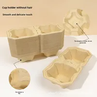 Support à double gobelet jetable en pulpe de bambou biodégradable et recyclable, déchirable, pour café, thé au lait et boissons à emporter