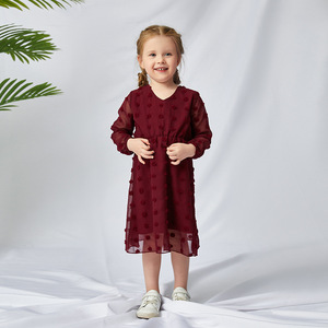 Lindo vestido de vacaciones de madre e hija con cuello en V de manga larga de gasa de estilo europeo y americano para <span class=keywords><strong>padres</strong></span> y niñas - Product Image 5