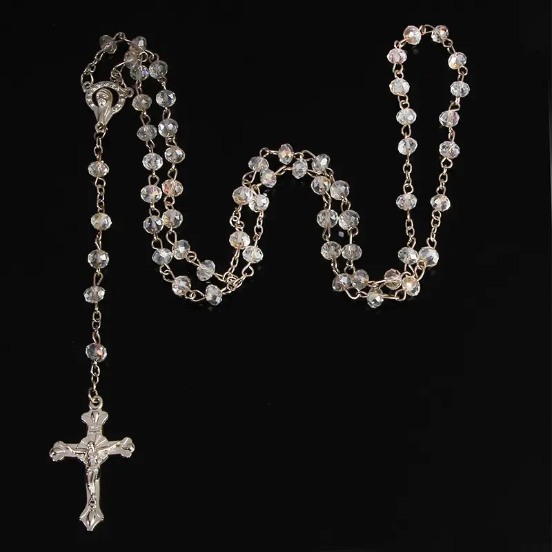 Collana croce croce di cristallo perline rosario collana gioielli collana