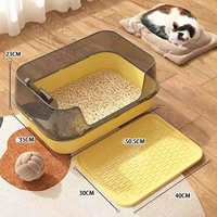 Grande litière semi-fermée à parois hautes pour chat, toilette pour chat domestique avec tapis de sol, conception anti-éclaboussures et contrôle des odeurs, fournitures pour animaux de compagnie