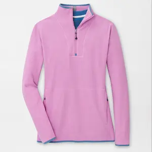 Wholesale Custom zip collar Printed Polar fleece Top Quarter Golf 1/4 Zip Pullover Women Half zip Sweatshirt