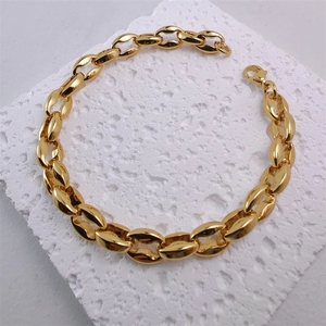 Pulseira Masculina de Aço Inoxidável Polido Liso com Elos de Grãos de Café de 6, 7, 9 e 11mm – Corrente de Destaque para Rapper – Atacado - Product Image 3
