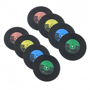 Hot Sale Creative Vinyl Record Coaster Eco-Friendly Rubber Material Customized Color Printed Logo Promotion Gift Desk Mats Pads
