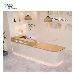 आधुनिक एल आकार के रिसेप्शन डेस्क ब्यूटी सैलून फ्रंट डेस्क रिसेप्शन काउंटर कपड़े की दुकान के लिए अनुकूलित स्पा काउंटर - Product Image 5