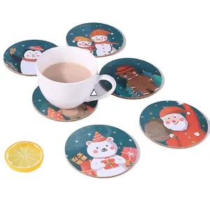 Çevre dostu noel içecek kağıt altlık özel noel karton Coaster