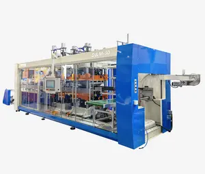 3 station servo drive forming full automatic thermoforming machine for pp pet lunch box fruit box making machine