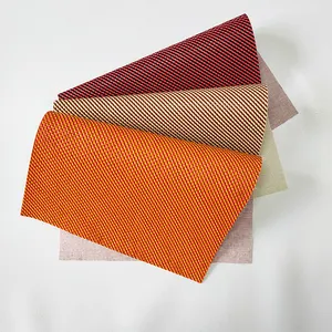 Produk Tekstil Kulit Lapisan Kulit Bergaris Pola Tenun PVC Kulit Buatan untuk Tas Tangan