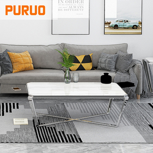 PURUO Home Goods Marble <strong>Gold</strong> Stainless Steel <strong>Glass</strong> Golden <strong>Coffee</strong> <strong>Table</strong> Modern for Home Design - Product Image 5