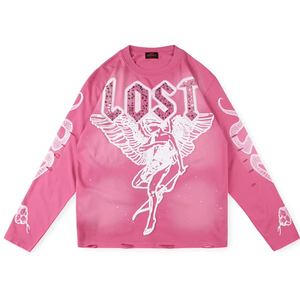 Tyzx 2025 ưu đãi hấp dẫn Áo thun dài tay chất liệu cotton nguyên chất dát kim cương in họa tiết phong cách hoài cổ - Product Image 3