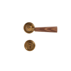 Leather Walnut Wood Door Lock Zinc Alloy Lever Lock For Interior Bedroom Furniture Hardware Durable - Product Image 3