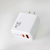 Promo Panas Charger Dinding Cepat 30W PD+QC3.0 Dual Port USB-C/A Adaptor Perjalanan Colokan US/EU/UK untuk iPhone Samsung Android
