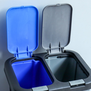 ถังขยะพลาสติกแบบสองช่อง 20 ลิตร ทรงสี่เหลี่ยม HDPE สำหรับรีไซเคิล ใช้ได้ทั้งภายในและภายนอกอาคาร แบบสองสี - Product Image 1