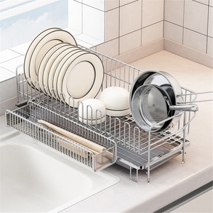 Égouttoir à vaisselle de cuisine sur pied en acier inoxydable 304 avec design étanche, style moderne, pour rangement de vaisselle sur comptoir domestique - Product Image 2