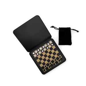 GIBBON дорожные игры Магнитная черная Золотая шахматная доска с набором чехла