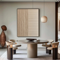 Grande toile murale beige texturée 3D, style Wabi-Sabi minimaliste, œuvre d'art faite à la main, peinture à l'huile peinte à la main
