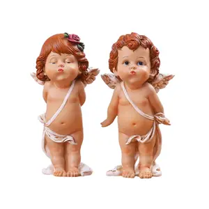 อิตาเลี่ยนสไตล์บาร็อคดนตรีเรซินCherub Angelรูปปั้นFigurineสี