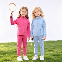 Veste de sport pour filles à col montant et fermeture éclair intégrale, douce pour la peau, légère, anti-odeur, hypoallergénique, vêtements de sport d'extérieur pour enfants