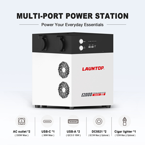 LAUNTOP E2000 2009.6Wh LiFePO4 MPPT 8 prises 2400W à onduleur pur sinusoïdal, station d'alimentation portable de taille moyenne pour situations d'urgence - Product Image 5