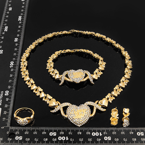 Collar Yulaili Bear I Love You con Abrazos y Besos Xoxo, Conjunto de Joyería Estilo Oro de Dubái, Regalos y Accesorios - Product Image 4