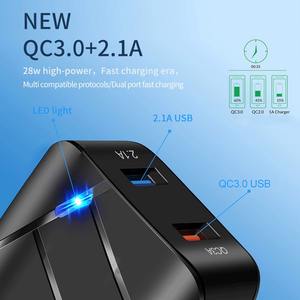 Cargador de Viaje LED con 2 Puertos USB de Carga Rápida QC3.0 para Tablet y Teléfono Inteligente, Adaptador de Pared Dual con Enchufe EU/US, Cargador de Teléfono con 2 USB - Product Image 5
