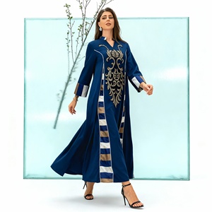 Robe Abaya de luxe en polyester patchwork élégante et personnalisée pour femmes musulmanes Occasion Vente en gros OEM - Product Image 3