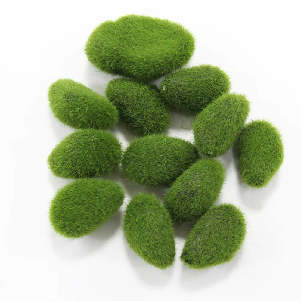 Artificial Moss Rocks Decorative Faux Green Moss Covered Stones Moss Balls for Garden Decor DIY Floral Arrangements Plant