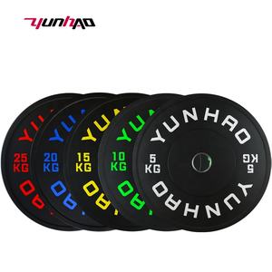 工場カスタムロゴジム機器ウェイトリフティングフリーウェイト用ブラックラバーバーベルウェイトバンパープレート - Product Image 3