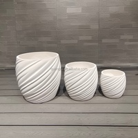 Juego de Macetas Modernas de Cerámica con Diseño en Espiral para Interiores, Acabado Glaseado, Estilo Minimalista