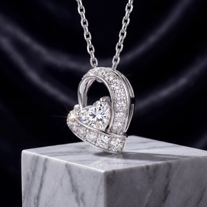Collana da Donna in Argento 925 con Diamante da Laboratorio <span class=keywords><strong>D</strong></span> E VS1, Pendente a Cuore con Halo, Regalo <span class=keywords><strong>d</strong></span>'<span class=keywords><strong>Amore</strong></span> - Product Image 6