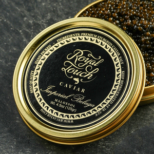 Impression d'étiquettes en vinyle texturé adhésif imperméable personnalisé, gaufrage à chaud en or, autocollant rond avec logo pour boîte de <span class=keywords><strong>caviar</strong></span> - Product Image 5