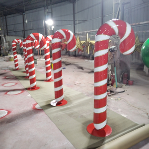 Estatua de Bastón de Caramelo Navideño de Fibra de Vidrio para Exteriores, Estatua Gigante de Bastón de Caramelo de Fibra de Vidrio para Exhibición en Centros Comerciales en Navidad - Product Image 6