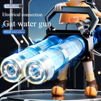 Ensemble de pistolet à eau électrique à double canon Gatling pour l'extérieur avec lumière rotative et effets de souffle de glace Jouet de sac à dos en plastique ABS