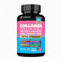 Capsules de collagène multi-sources à marque privée 14-en-1 avec 10 000 mcg de biotine, kératine et acide hyaluronique pour cheveux, peau et ongles