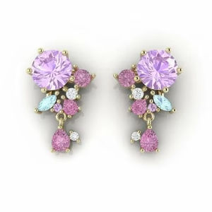 Pendientes Colgantes de Oro de 18 Quilates con Lila Aurora para Bodas y Fiestas - Product Image 1