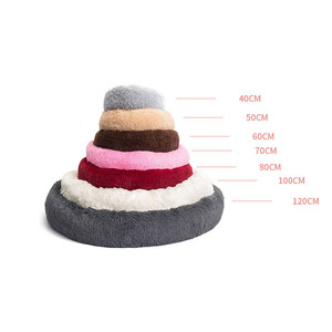 Großhandel Weiches Luxuriöses Plüsch-Kunstfell Atmungsaktives Rosa Grau Weißes Hundebett 80CM Rund - Product Image 2