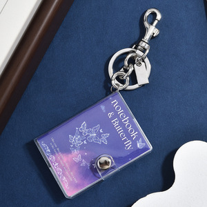 Mini agenda de cuero de tapa dura con hojas sueltas y llavero con rayas florales - Colgante creativo para bolso y regalo de colgante para cartera - Product Image 5