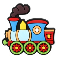 Accessoires de décoration pour chaussures à trous pour enfants, motif train de dessin animé, fleur, en PVC et caoutchouc souple, avec boucle, Spot Chine