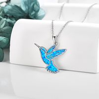 Collier pendentif colibri en argent sterling 925 avec opale plaqué rhodium bijoux cadeau pour femme maman pour les amoureux des colibris