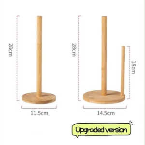 Estante de papel de rollo de bambú vertical simple estante de almacenamiento de pañuelos de cocina y baño para gabinete o mesa - Product Image 2