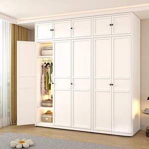 Armoire de <span class=keywords><strong>chambre</strong></span> en acier extra épais style crème, anti-humidité, anti-moisissure, écologique, avec porte plate en tôle et rangement multicouche pour - Product Image 4