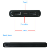 En stock, batterie externe Type-C 5V2.4A, sortie 10000 mAh, charge rapide, batterie externe Li-polymère pour la charge de téléphones portables, veste chauffante