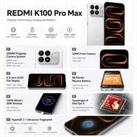 Téléphone mobile REDMI K100 Pro Max 5G Version Chine/monde Snapdragon 8 Elite 6.7 AMOLED 185Hz Appareil photo 200MP 9000mAh Android