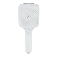 Pomme de douche carrée blanche en ABS écologique multifonctionnelle, élégante douchette à main avec jet de pulvérisation, buse en silicone