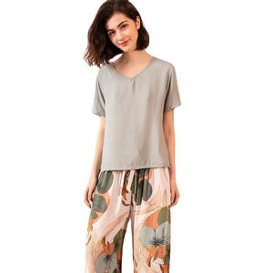 Hot Sales Custom Tags Label US <strong>UK</strong> Size Plus Ladies Cotton Pajamas 2 Pieces Women Sleepwear Sets - Product Image 6