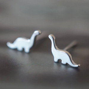 Pendientes de Dinosaurio en Oro Blanco E1943, Joyería de Moda con Forma de Animal, Unisex - Product Image 4