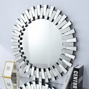 Miroirs muraux 3D, 1 pièce, de haute qualité, meuble, verre de soleil, rond, Logo Oem, décoratif, pour salle de bains, salon