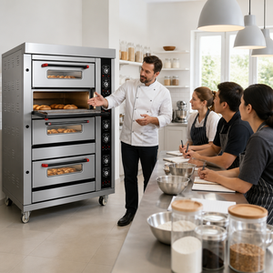 <span class=keywords><strong>Four</strong></span> à gaz commercial 1 niveau 2 plateaux avec plaque de cuisson en pierre 150 mm et tuyau d'évacuation rétractable pour pain artisanal et baguette - Product Image 3