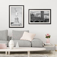 Lot de cadres noirs en gros, grands cadres à bordure fine avec passe-partout blanc pour mur de galerie, salon, décoration murale de la maison