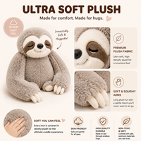Peluche paresseux à bras longs lestée personnalisée, utilisable au micro-ondes, animal en peluche de soutien émotionnel, compagnon câlin et réconfortant